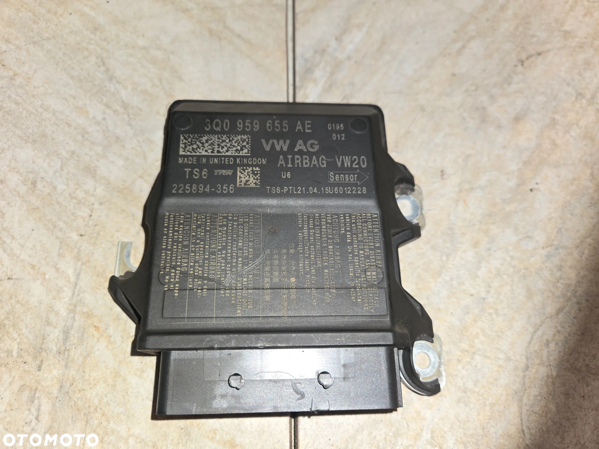 VW PASSAT B8 SENSOR AIRBAG MODUŁ PODUSZEK POWIETRZNYCH 3Q0959655AE - 2