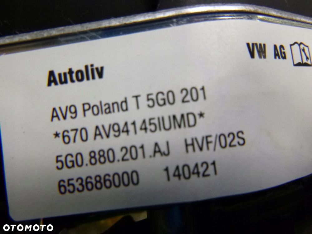 VW VOLKSWAGEN GOLF VII ARTEON PASSAT B8 CRAFTER 17- PODUSZKA AIRBAG KIEROWCY ORYGINAŁ - 8