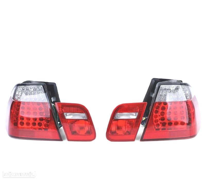 FAROLINS TRASEIROS LED BMW E46 98-01 VERMELHO CROMADO LOOK M3 - 2