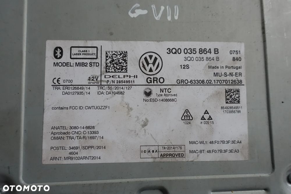 CZYTNIK SD NAWIGACJI GOLF VII 3Q0035819A - 2