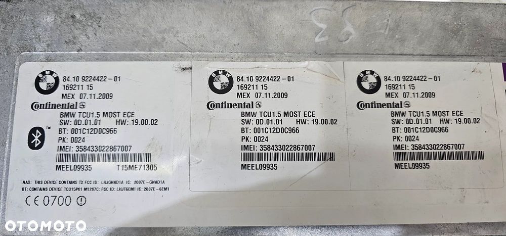 Bmw E70 E60 E92 E90 E87 Moduł Sterownik Bluetooth Gsm Continental 9224422 - 7