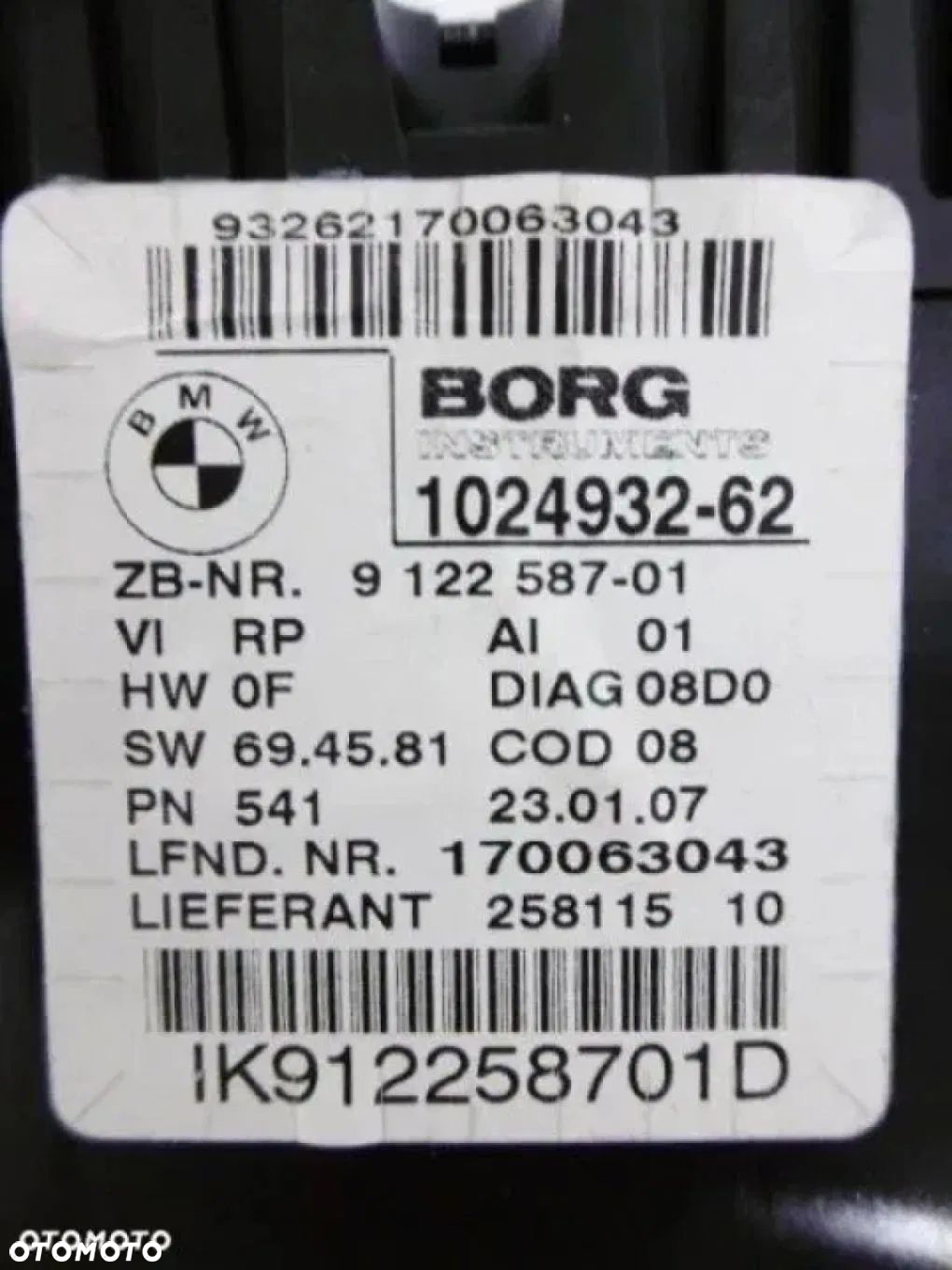 BMW E87 LICZNIK ZEGARY EUROPA 9122587 - 7