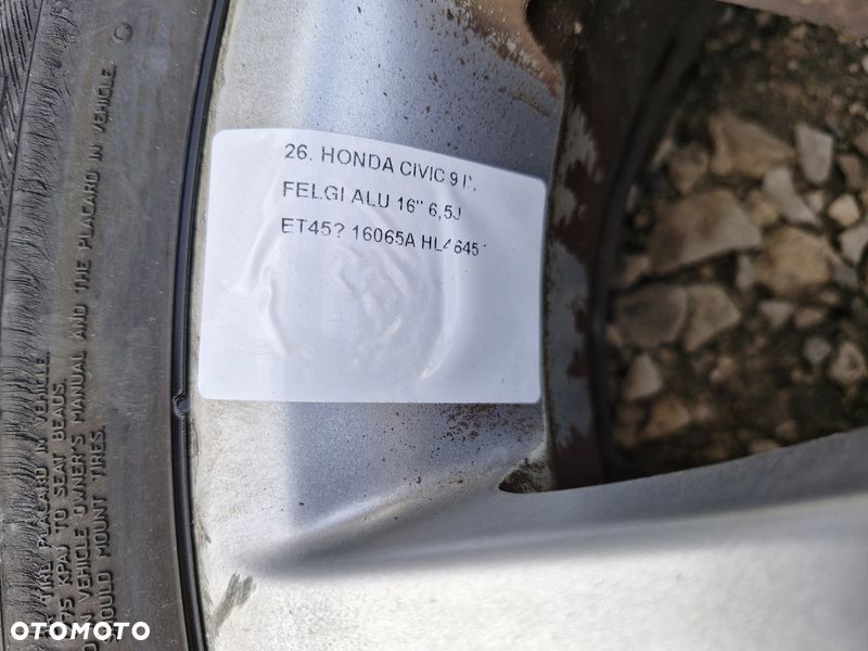 honda civic 9 ix felgi aluminiowe alufelgi 16" cali 6,5j et45 16065a hl4645 7 - 6