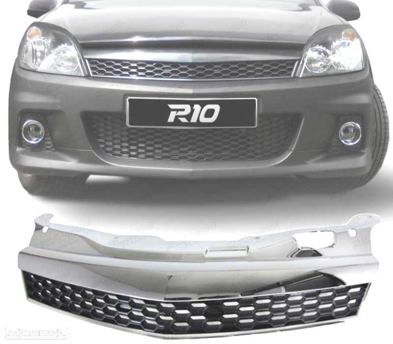 GRELHA OPEL ASTRA H GTC 04-07 CROMADA COM BORDAS PRETAS - 1