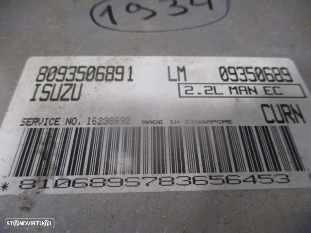 Centralina 8093506891 09350689 16238692 OPEL FRONTERA BREAK FASE 3 1999 2.2I 4X4 136CV 5P CINZENTO ISUZU - 4