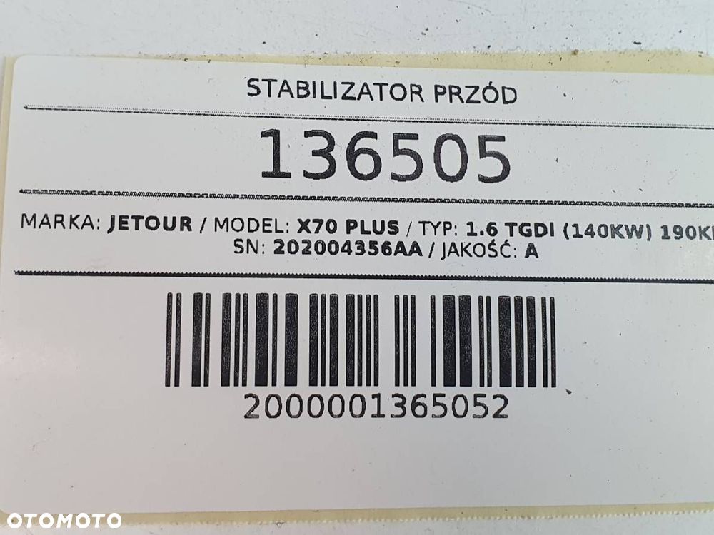 STABILIZATOR PRZÓD PRZEDNI JETOUR X70 PLUS 202004356AA - 5