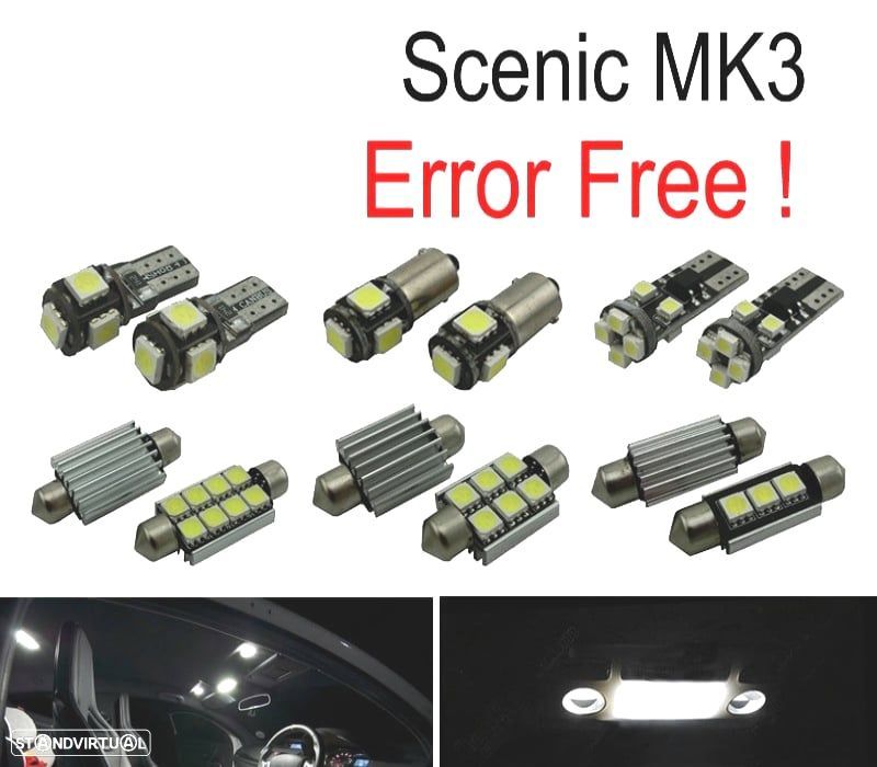 KIT COMPLETO 17 LAMPADAS LED INTERIOR PARA RENAULT SCENIC III 3 MK3 09-16 - 1