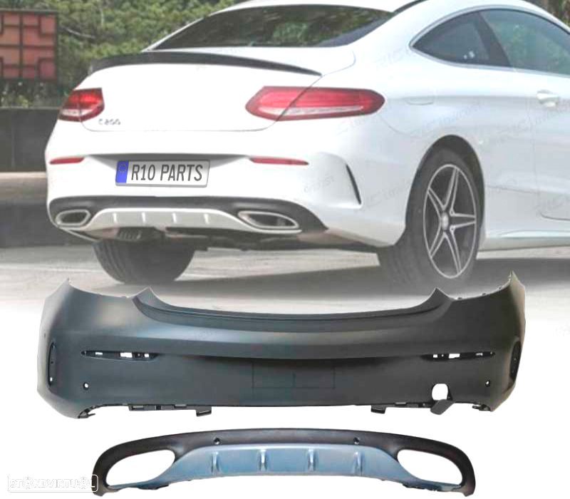 PARA-CHOQUES TRASEIRO MERCEDES W205 14-18 LOOK AMG PRETO - 1