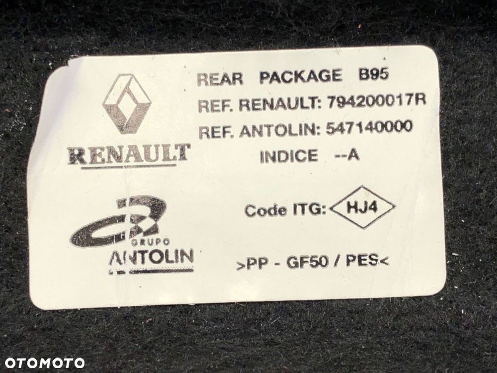 PÓŁKA TYŁ  RENAULT MEGANE III liftback (BZ0/1_, B3_) 2008 - 2022 1.6 16V (BZ1B, BZ1H) 81 kW [110 - 4