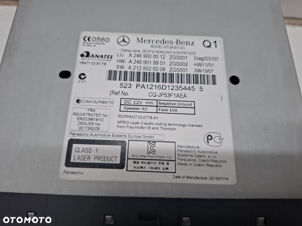 RADIO NAWIGACJA PANEL FOTELI MERCEDES a2469000012  W246 B KLASA  W117 CLA LEGALNE - 4