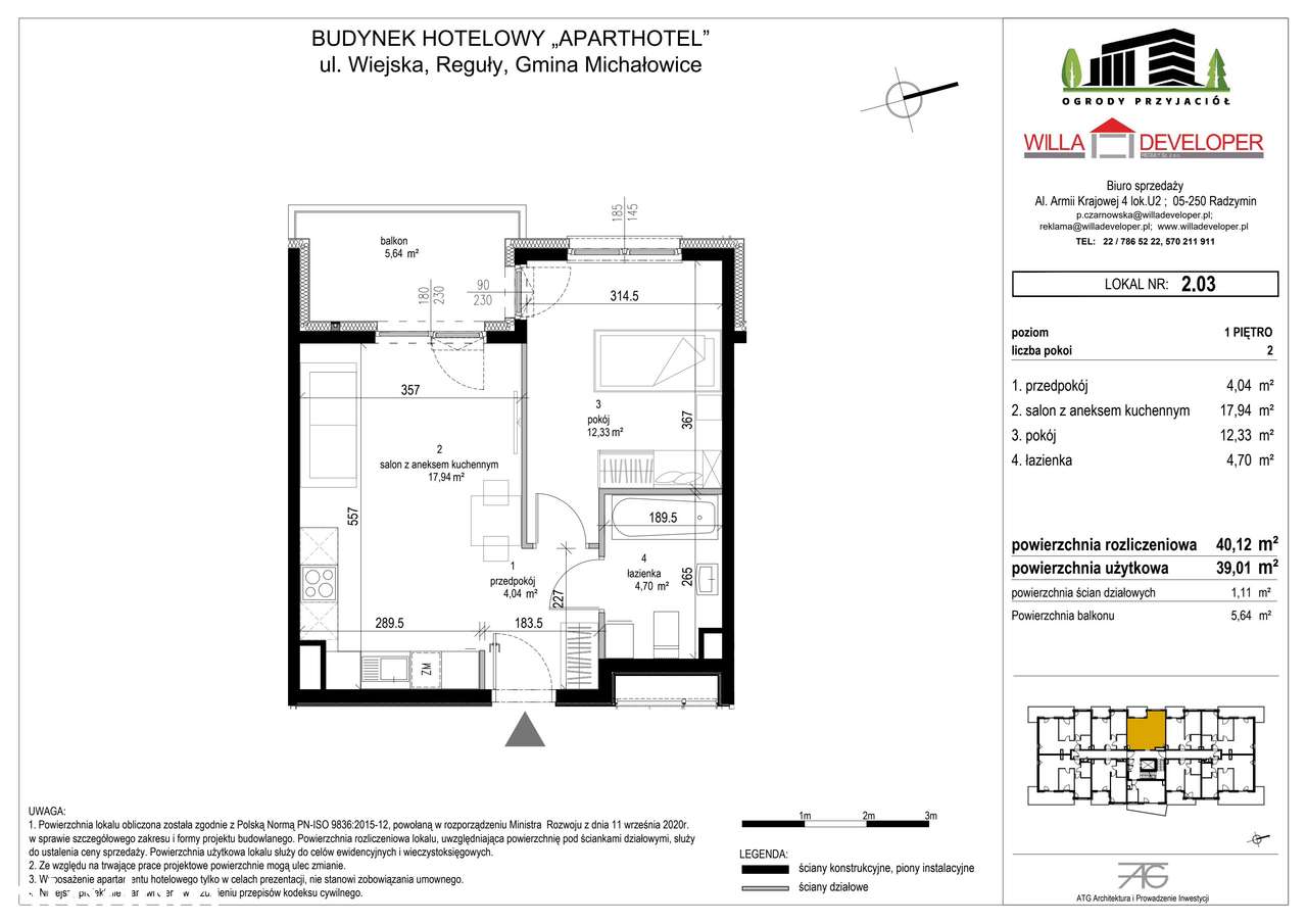 2-pokojowe mieszkanie 39m2 + balkon - Pełny obrazek: 3/6