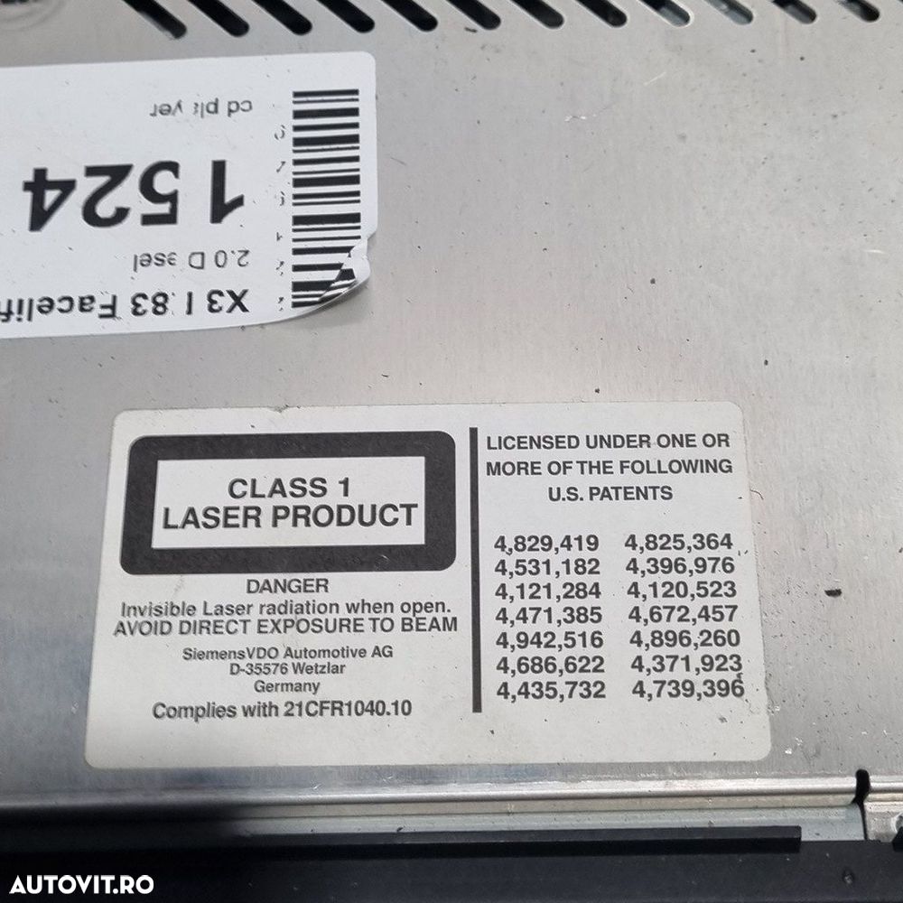 Cd player BMW X3 E83 Facelift 2006 - 2010 (1524) A2C53219122 - 2