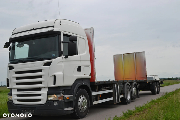 Scania R 420 TRZECIA OŚ SKRĘTNA ZESTAW PLATFORMA 2x7.75 m KLIMATYZACJA