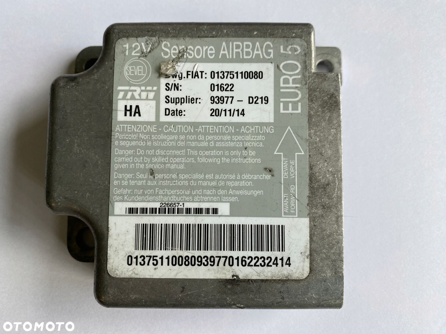 CENTRALKA SENSOR AIRBAG FIAT DUCATO 1375110080 - 1