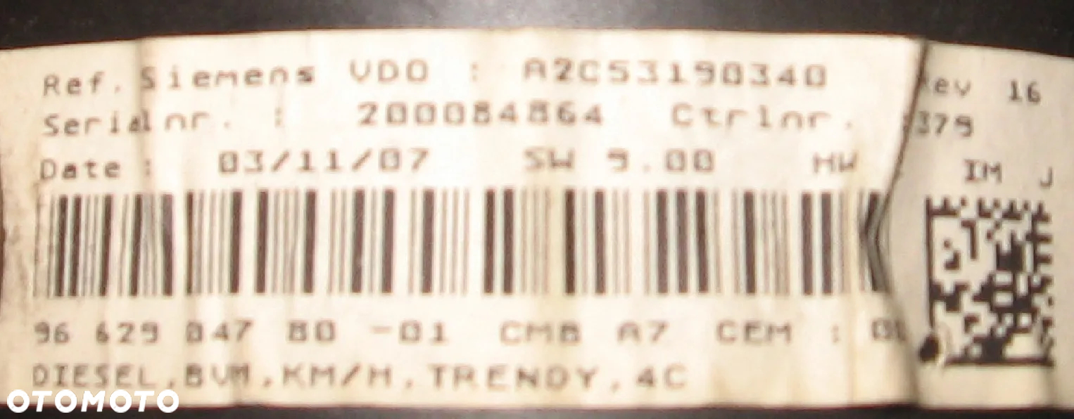 licznik zegar tacho PEUGEOT 207 9662904780 - 3
