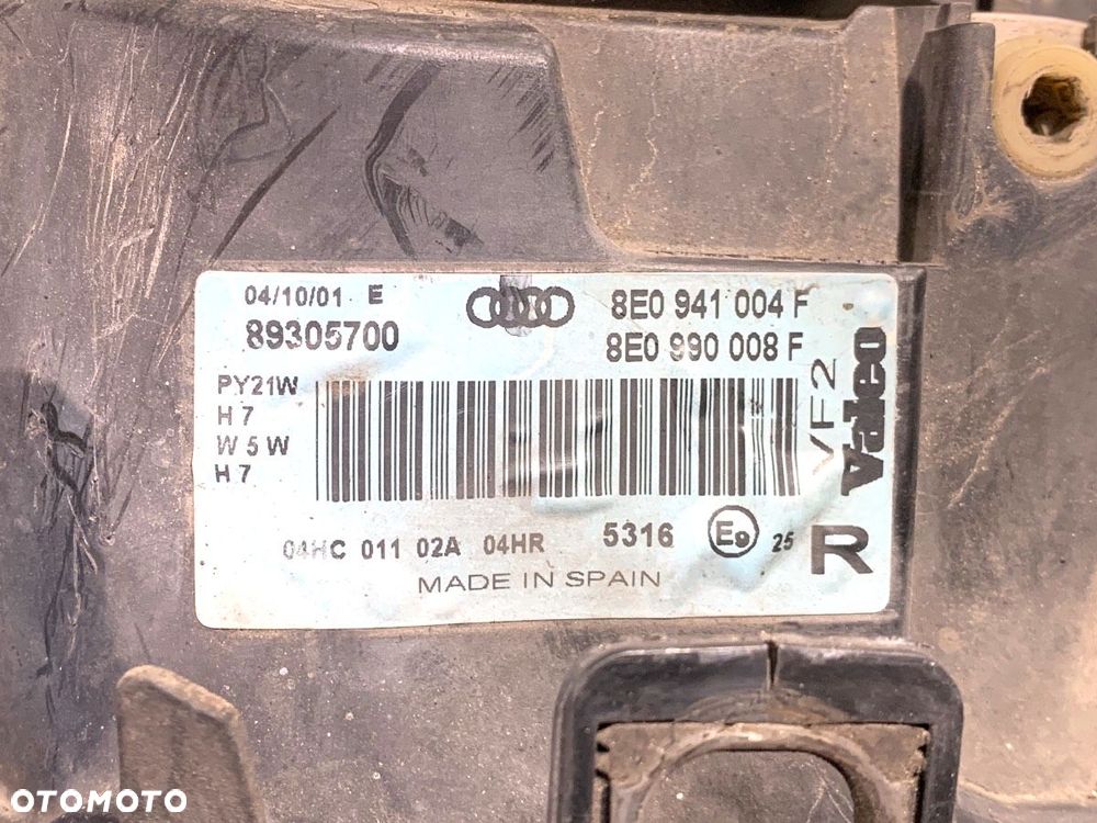 REFLEKTOR PRAWY PRZÓD  AUDI A4 B6 Avant (8E5) 2000 - 2005 1.9 TDI 74 kW [101 KM] olej napędowy - 5
