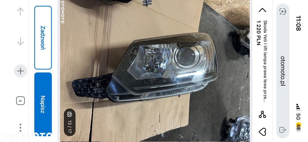 Skoda Yeti Lift maska błotnik prawy lampy xenon  europa pas przedni 2013-2019 Yeti II 5L0 - 6