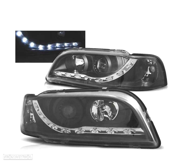 FARÓIS OPTICAS PARA VOLVO S40 V40 96-00 LUZ DIURNA PRETO