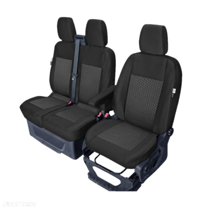 Set huse scaune auto Kegel Tailor Made pentru Ford Transit VIII 2013-, scaun sofer +bancheta pasager 2 locuri, cu deschidere ptr masuta, sezut rabatabil bancheta - 1