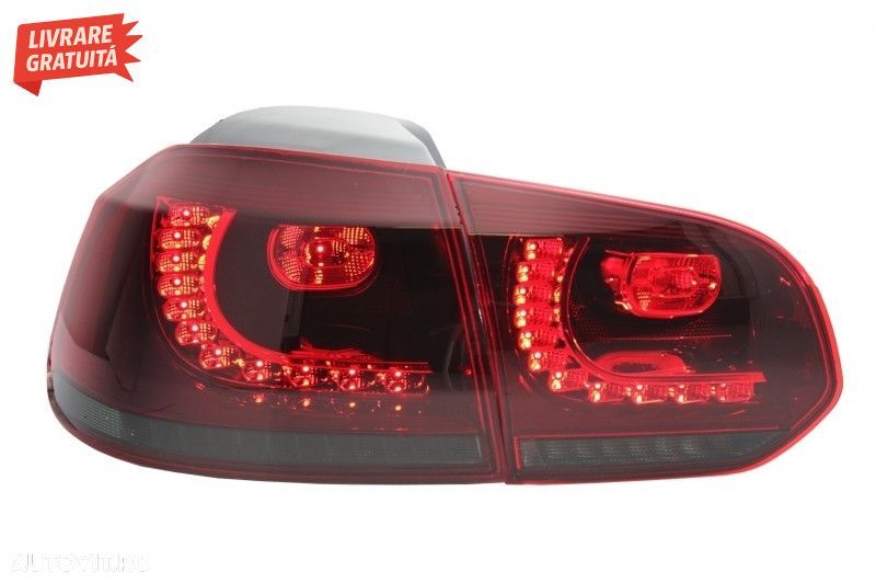 Stopuri Full LED VW Golf 6 VI (2008-2013) R20 Design Rosu Fumuriu - 6