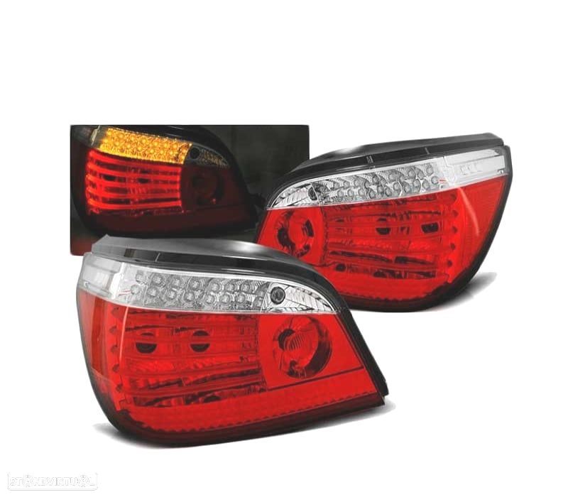 FAROLINS TRASEIROS BMW E60 LCI 07-09 LED DINÂMICOS VERMELHO CRISTAL - 1