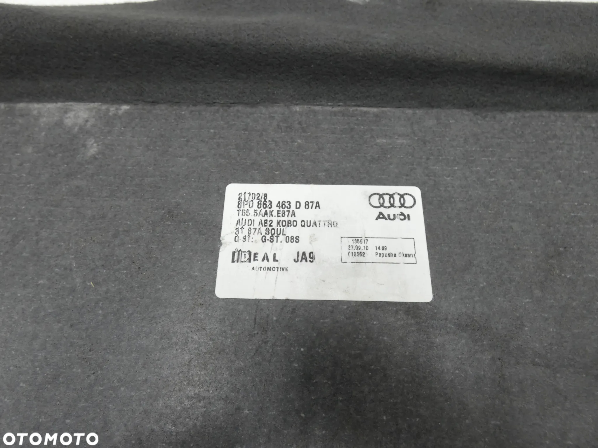 AUDI A3 8P 3D WYKŁADZINA PODŁOGA BAGAŻNIKA MATA TYŁ TYLNA 8P0863463D B1920 - 3