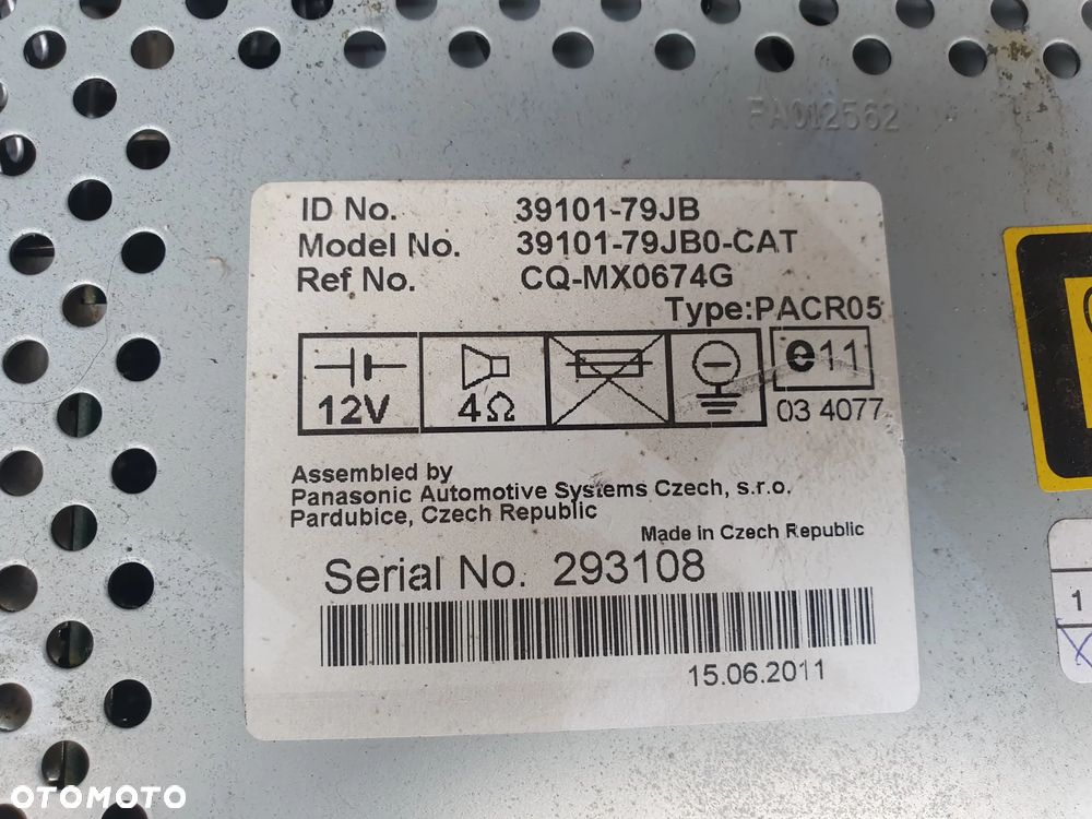 3910179JB STACJA MULTIMEDIALNA RADIO SUZUKI SX4 39101-79JB - 2