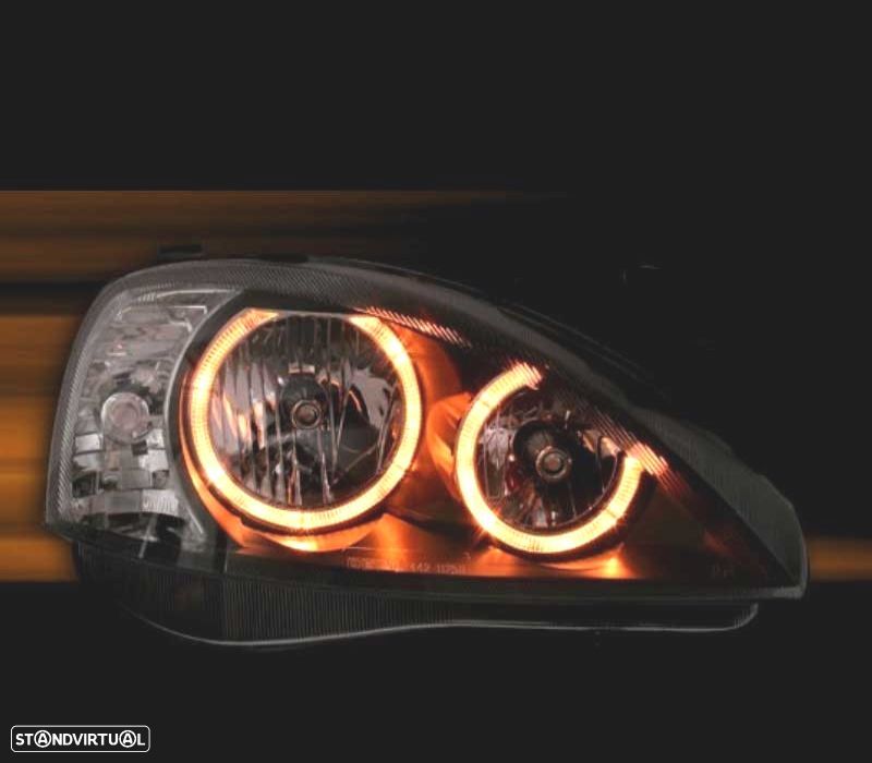 FARÓIS FRONTAIS ANGEL EYES PARA OPEL CORSA C 00-06 FUNDO PRETO H7-H7 - 2
