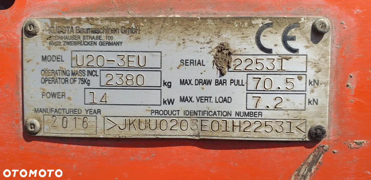 Kubota Minikoparka gąsienicowa KUBOTA U20-3EU - 40