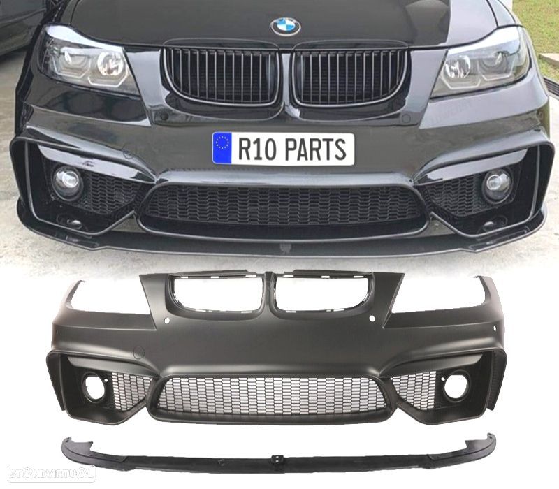 PARA-CHOQUES BMW SERIE 3 E90 E91 05-08 LOOK M4 PDC GRELHAS NEVOEIRO + SPOILER LIP - 1