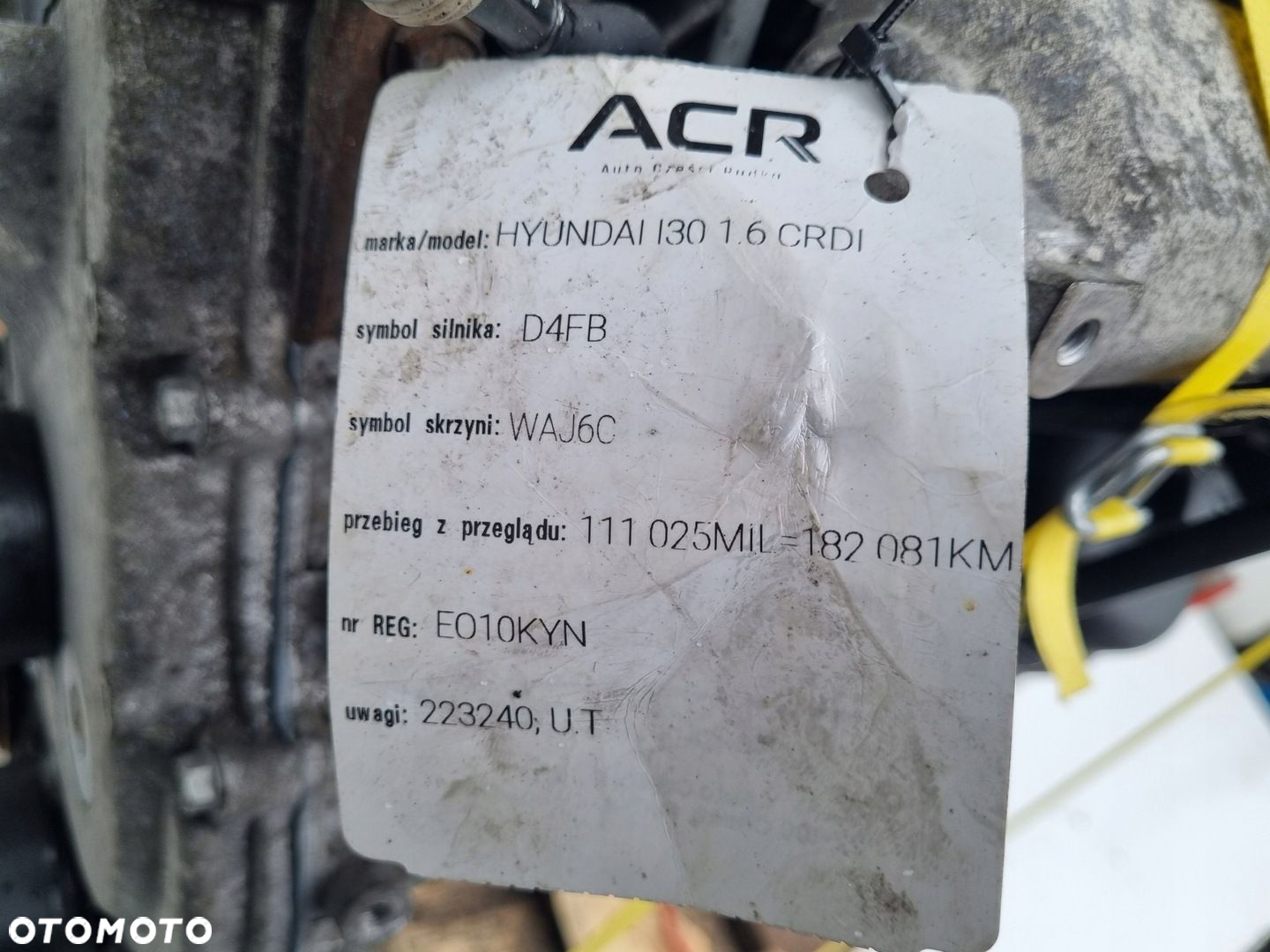SILNIK KOMPLET Kia Carens III 1.6 CRDI 116KM udokumentowane 182tyś D4FB - 2