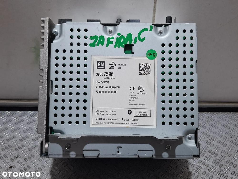 Radio nawigacja Opel Zafira C rok 2015 nr 39007596 - 2