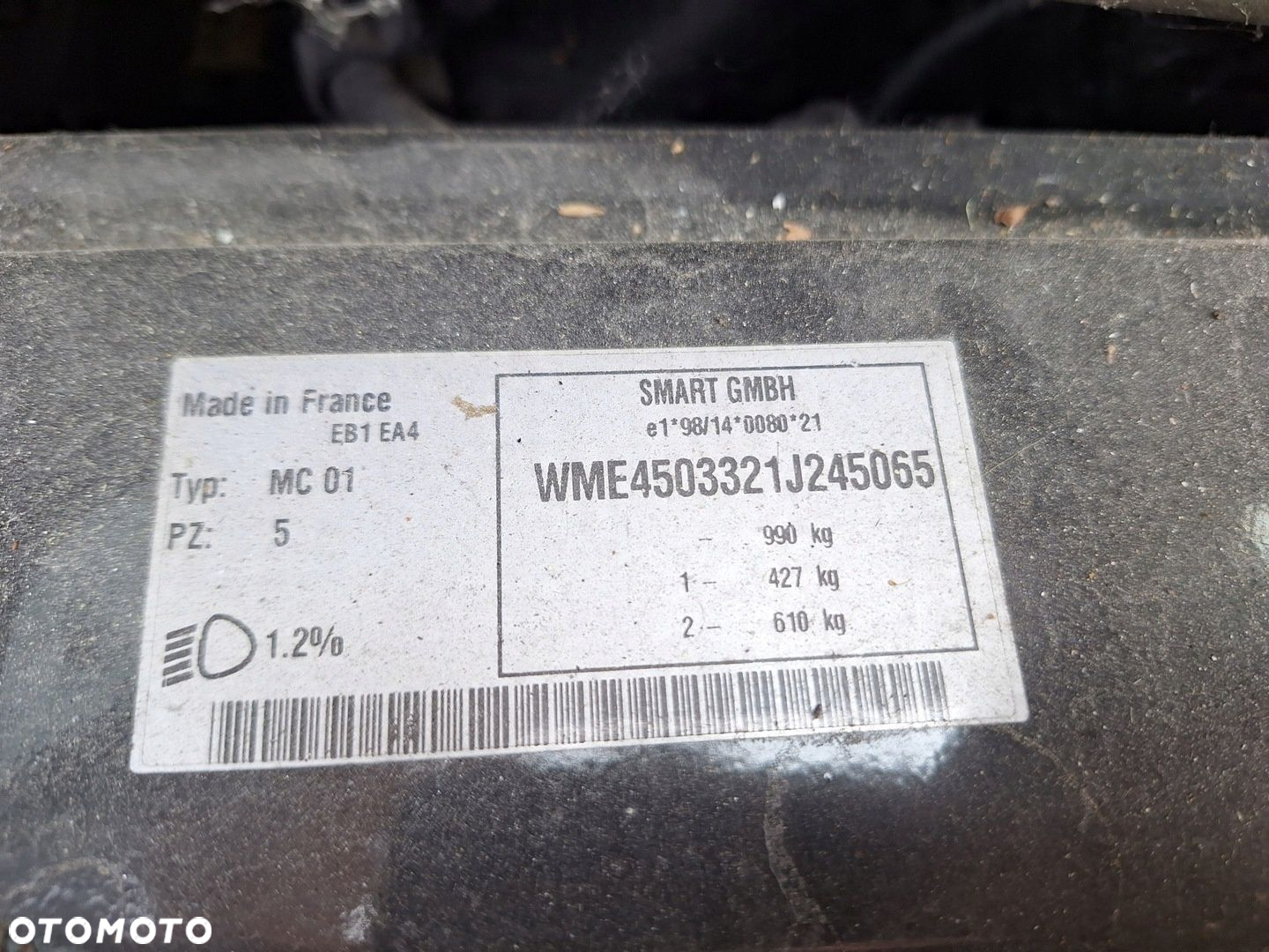 SMART ForTwo LIFT 450 PRZÓD MASKA BŁOTNIK ZDERZAK LAMPA CHŁODNICE PAS BELKA - 2