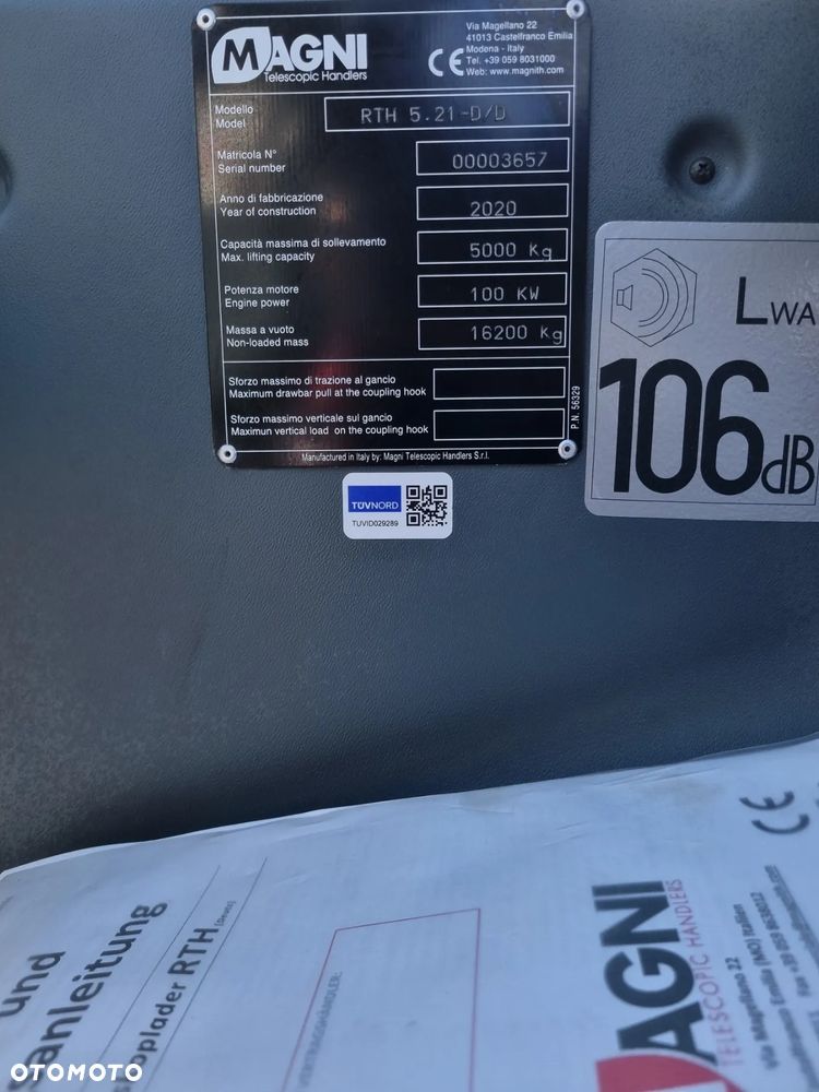 Magni RTH 5.21 Ładowarka teleskopowa 21 metrów 1361mtg Kosz (Pilot 2 funkcje) Wciągarka Bocian Łyżka Widły Jak Nowa z Salonu 2021r DEUTZ silnik z Norwegii KLIMA - 15