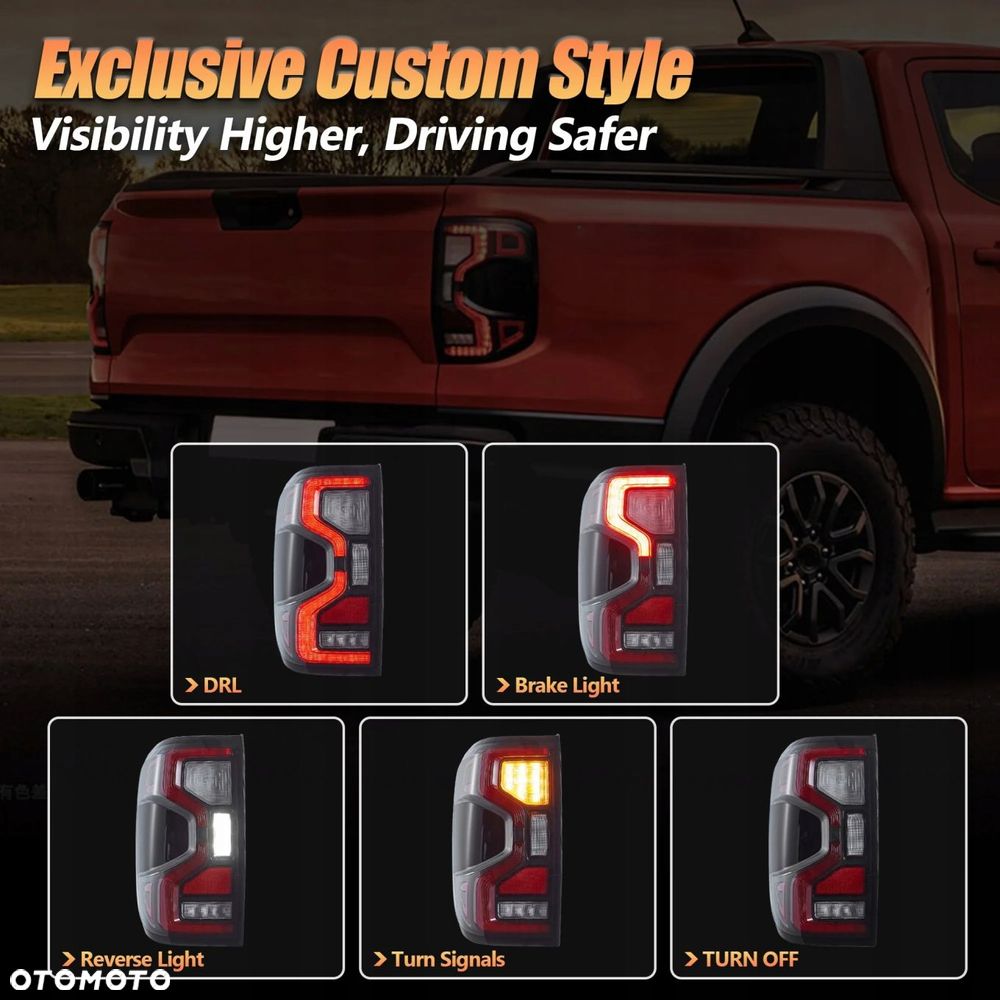 lampy tyl ne kpl led neon diodowe raptor-look ford ranger vi 6 mk6 t9 2022- - 3