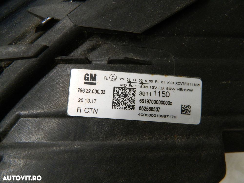 Far dreapta Opel Astra K Full LED, 2015, 2016, 2017, 2018, 2019, 2020, cod origine 39111150. - 7