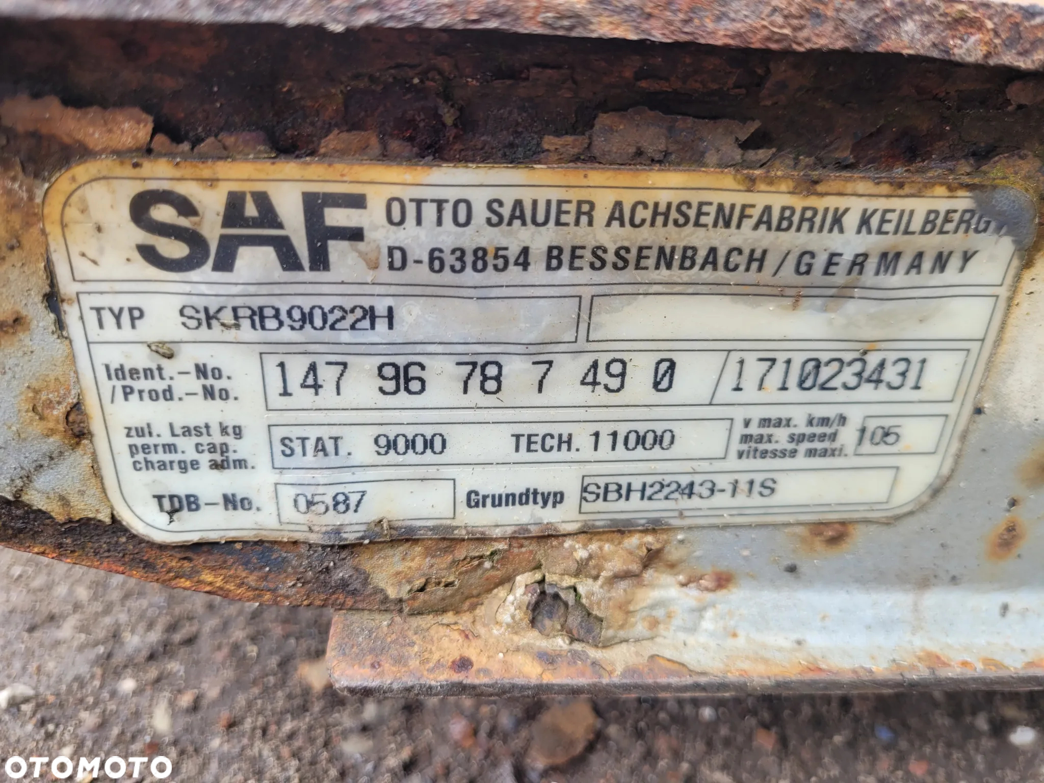 Oś SAF Intrax do naczepy SKRB9022H  SBH2243-11S - 6