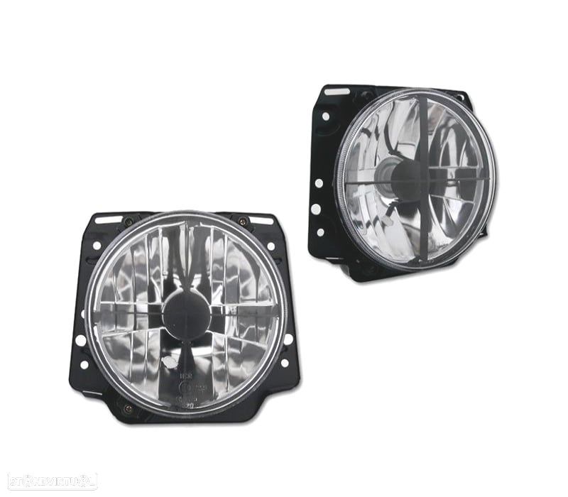FARÓIS VOLKSWAGEN VW GOLF 2 83-91 FUNDO CROMADO CRUZ PRETA - 1