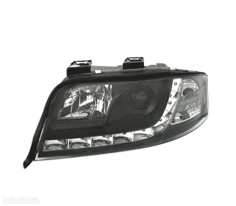 FARÓIS AUDI A6 4B 01-04 LUZ DIURNA LED FUNDO NEGRO - 3