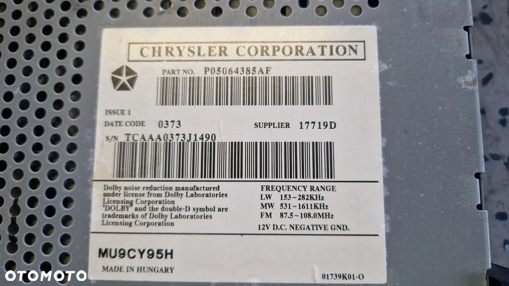 chrysler voyager iv radio fabryczne P05064385AF - 3