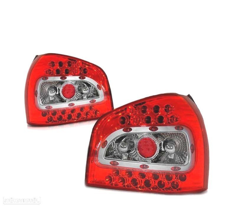 FAROLINS TRASEIROS LED AUDI A3 96-00 VERMELHO BRANCO - 2
