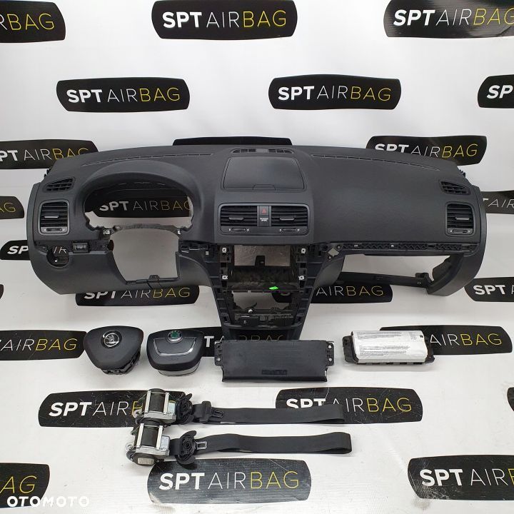 SKODA YETI DESKA ROZDZIELCZA KONSOLA KOKPIT PULPIT PODUSZKI AIRBAG AIR BAG PASY KIT SET - 1