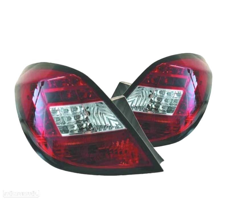 FAROLINS TRASEIROS LED OPEL CORSA D 06-11 VERMELHO BRANCO - 1
