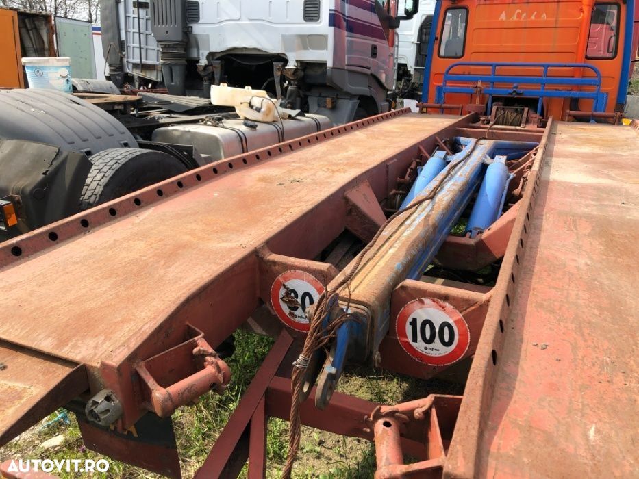 Platforma transport masini cu troliu , rampe extensibile carlig - 7