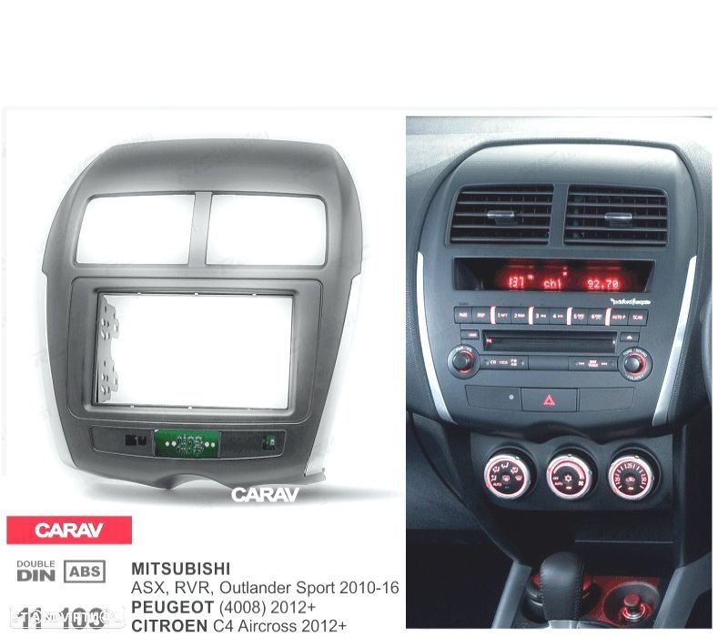 MOLDURA ADAPTADOR PRETO COM PCB PARA RADIO 2-DIN PARA CITROEN C4 MITSUBISHI ASX RVR OUTLANDER SPORT - 2