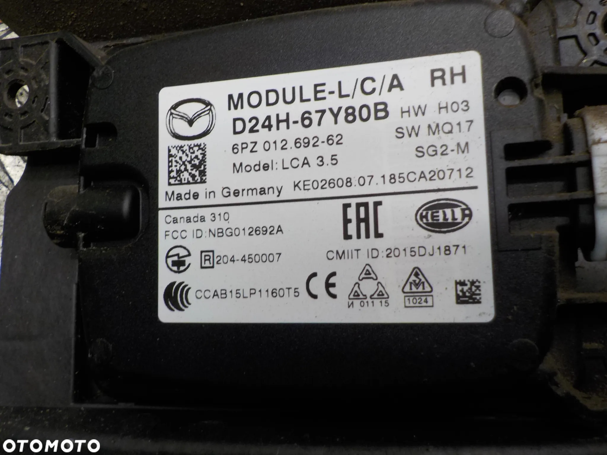 MAZDA CX-3 CZUJNIK POLA MARTWEGO D24H-67Y80B  D24H-67Y90B - 2