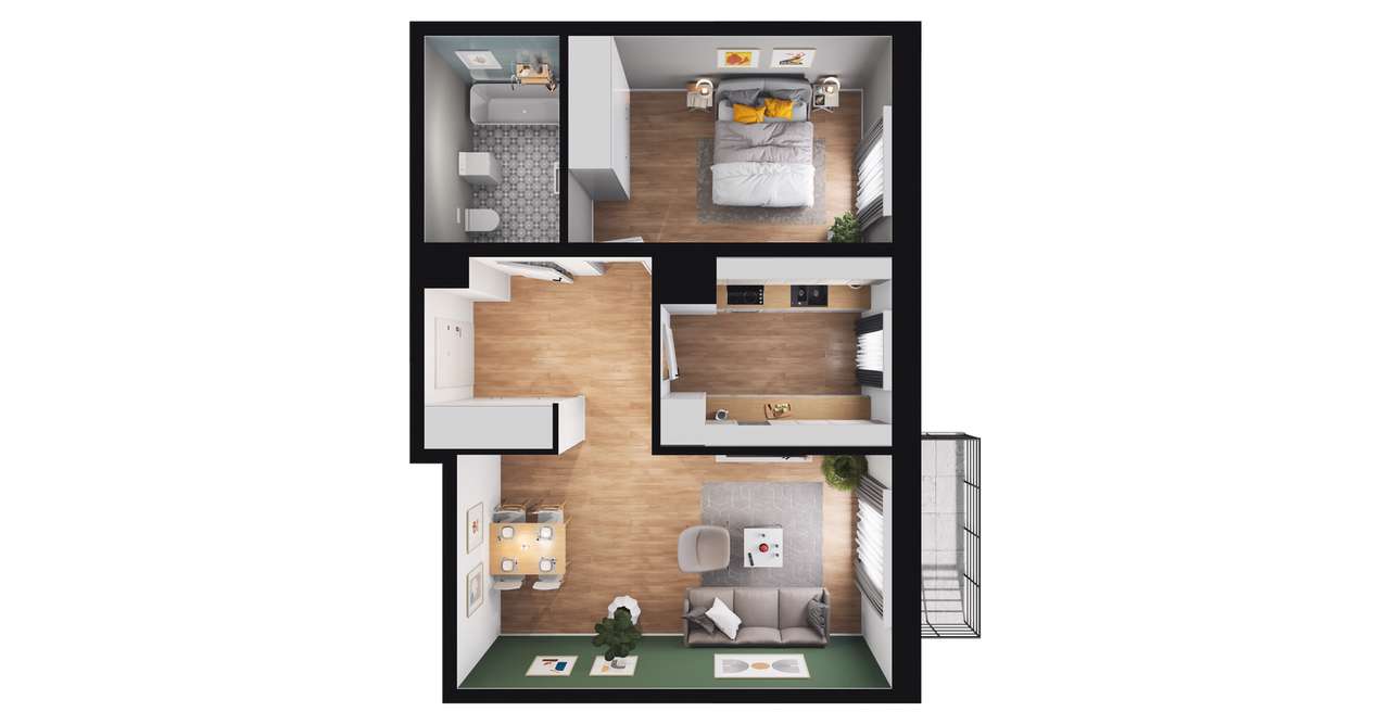 2-pokojowe mieszkanie 50m2 + balkon Bezpośrednio - Pełny obrazek: 2/23