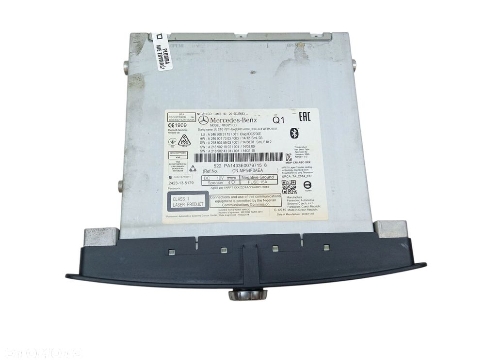 RADIO MERCEDES B W246 (2011-2014) 1.5 CDI 109KM A2469005115 - 3