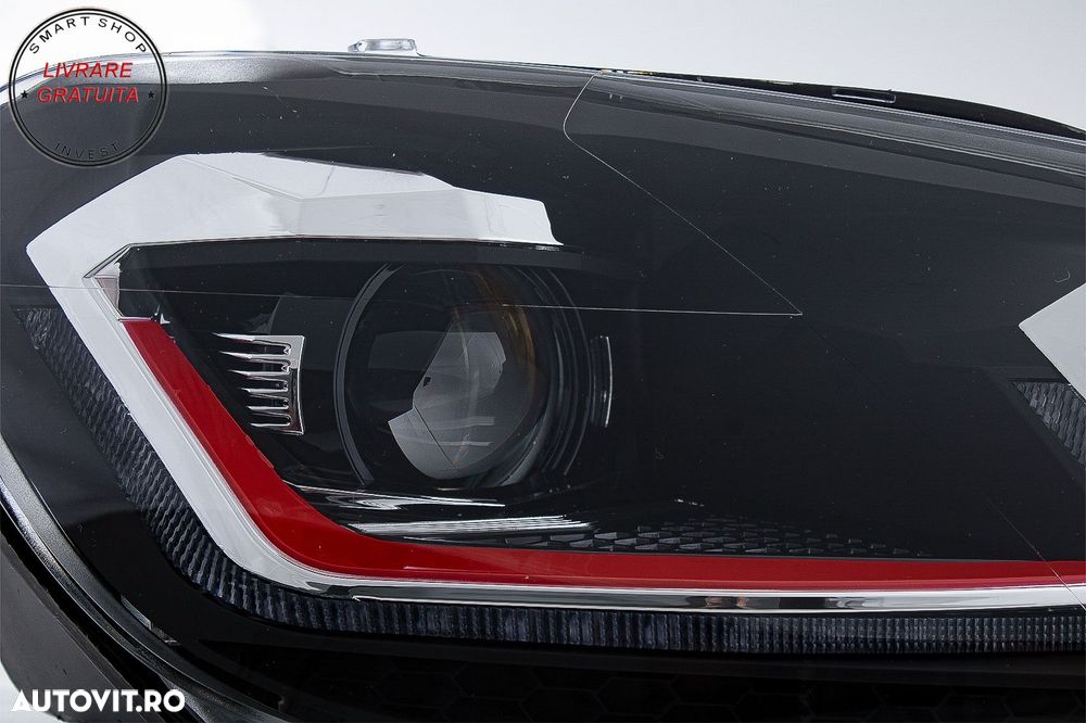 Faruri LED VW Golf 6 VI (2008-2013) Facelift G7.5 GTI Design Rosu Semnalizare Secv- livrare gratuita - 4