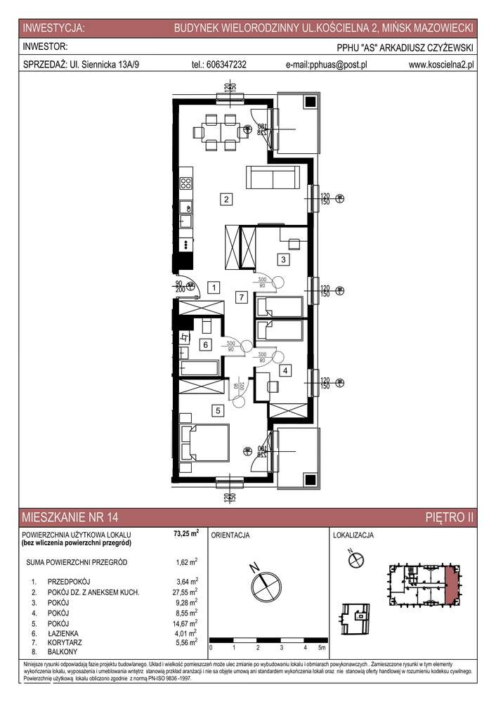 Mieszkanie, 73,25 m², Mińsk Mazowiecki